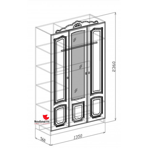 Корона Шкаф 3х дверный (2360x1350x560) в Калуге